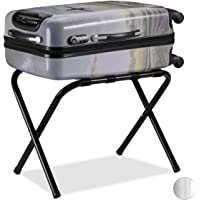 Relaxdays Soporte para Maletas de Metal- Plegable- para Hotel- Negro- 44x59x1 cm- 44 X 59-5 X 41 cm